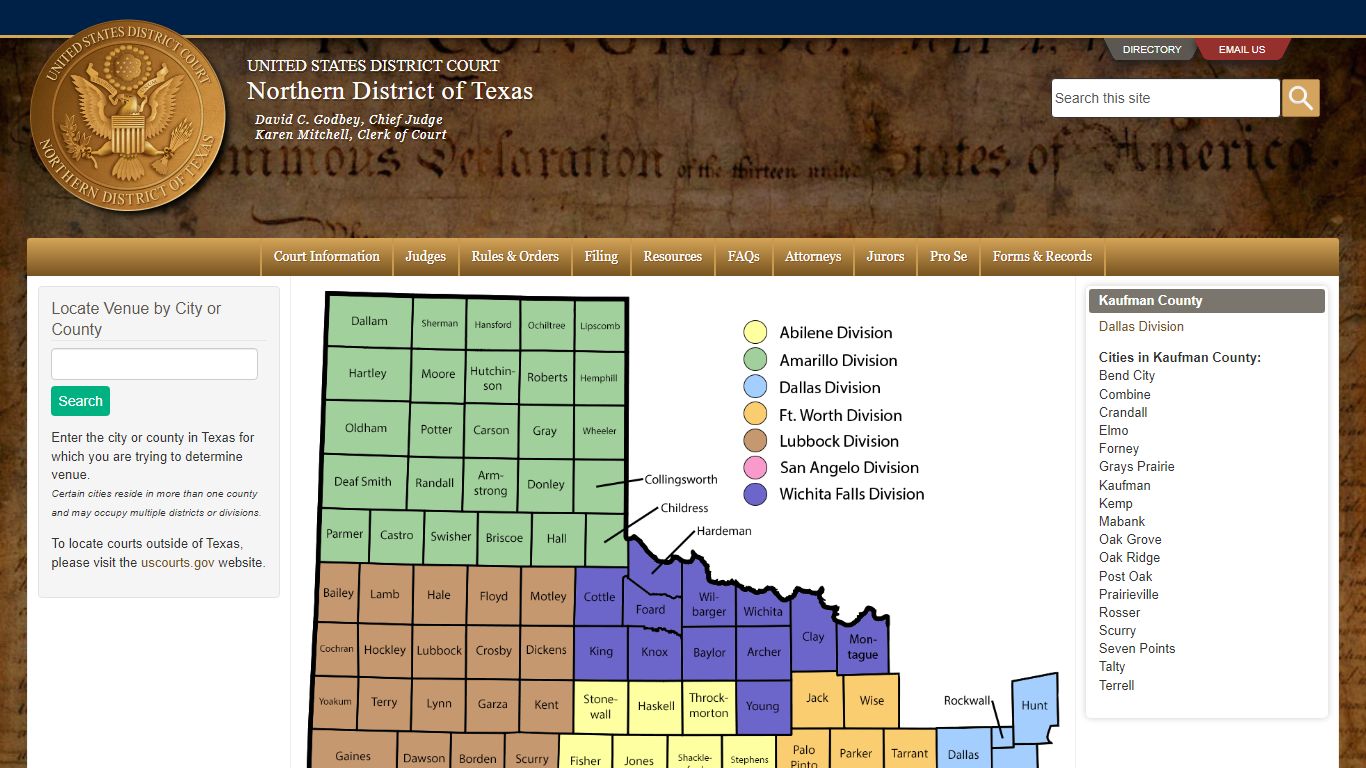 Kaufman County | Northern District of Texas | United States District Court